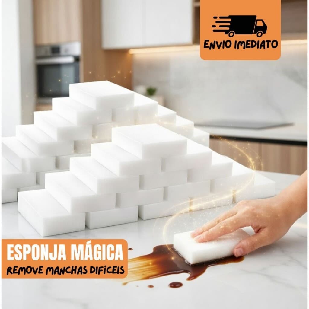 Esponja Mágica Branca Melamina Tira Manchas Riscos Multiuso Desengordura Limpeza Original