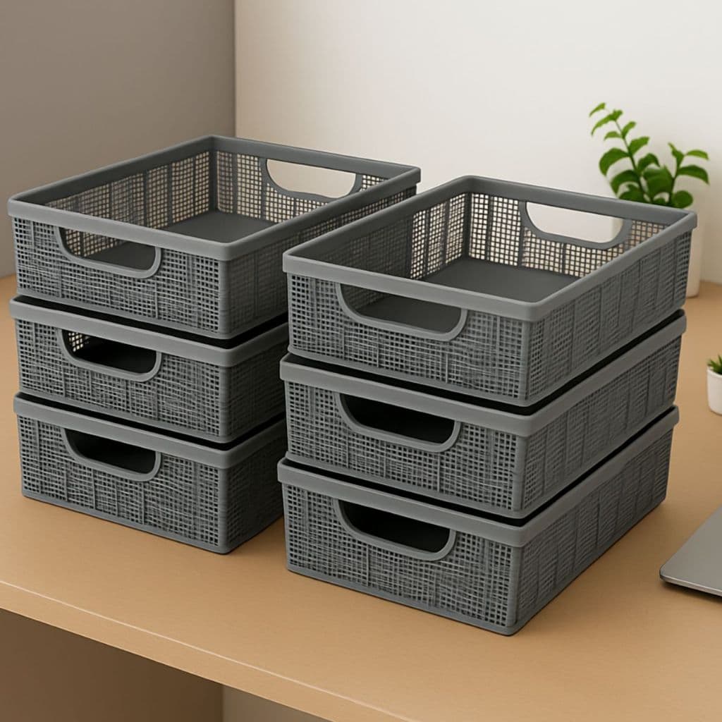 Kit Até 6 Cestos Organizador Reforçados 5,2 Litros Lavanderia Armário Cozinha Banheiro Multiuso Juta