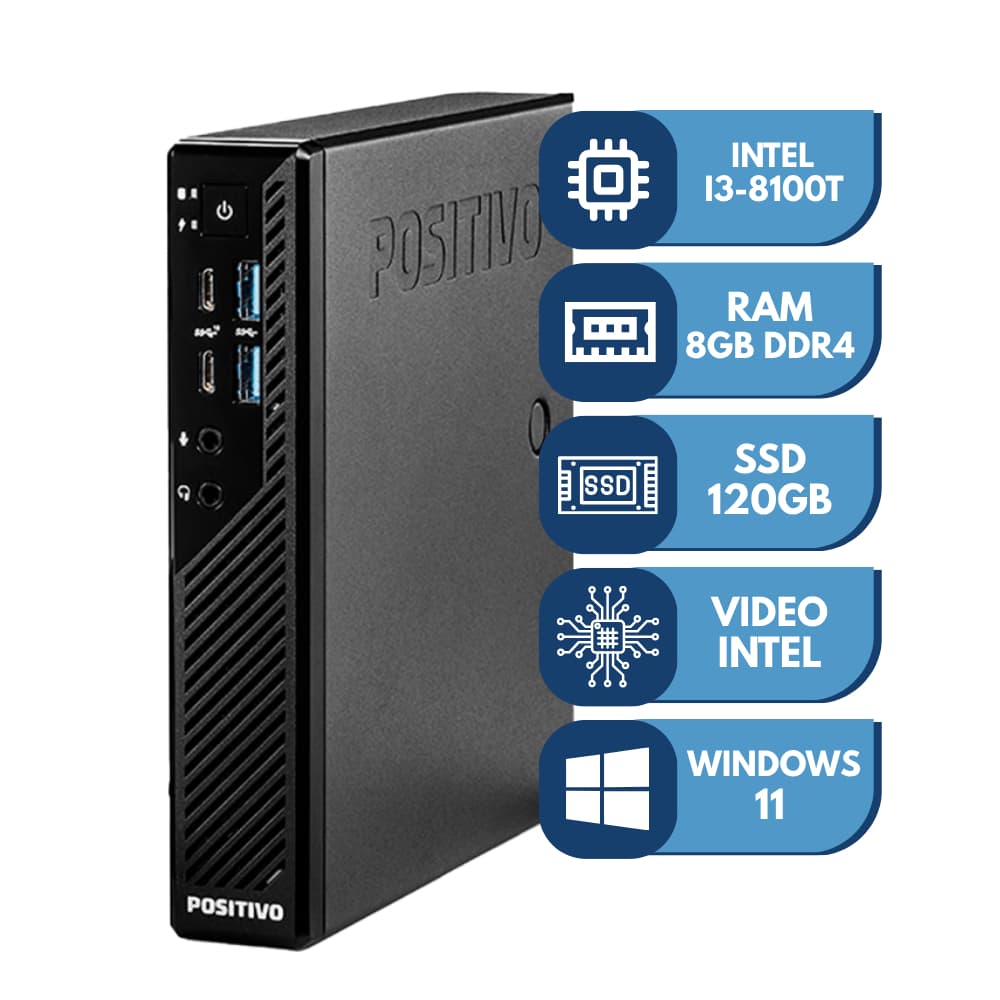 MINI PC MASTER 8ª GER / 8GB RAM / SSD 120GB - USFF / MINI / PORTÁTIL
