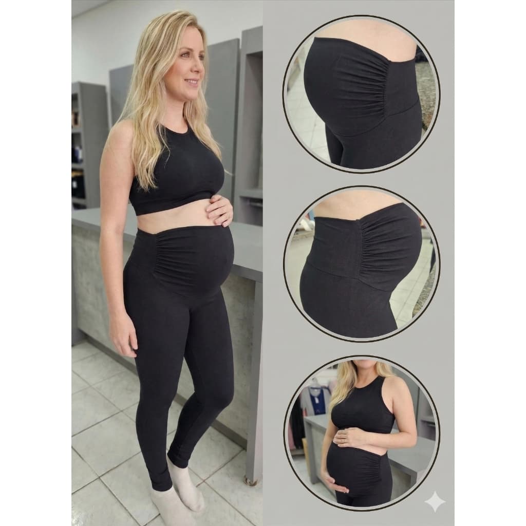 Calça Legging Gestante Grávida Pilates Sustentação não transparente