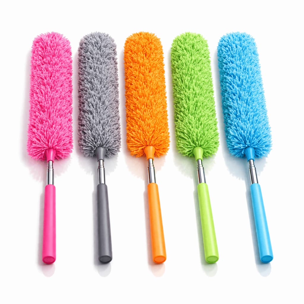 Espanador de Pó Eletrostático Premium com Extensor Retrátil Alcance Alto Limpeza Eficiente