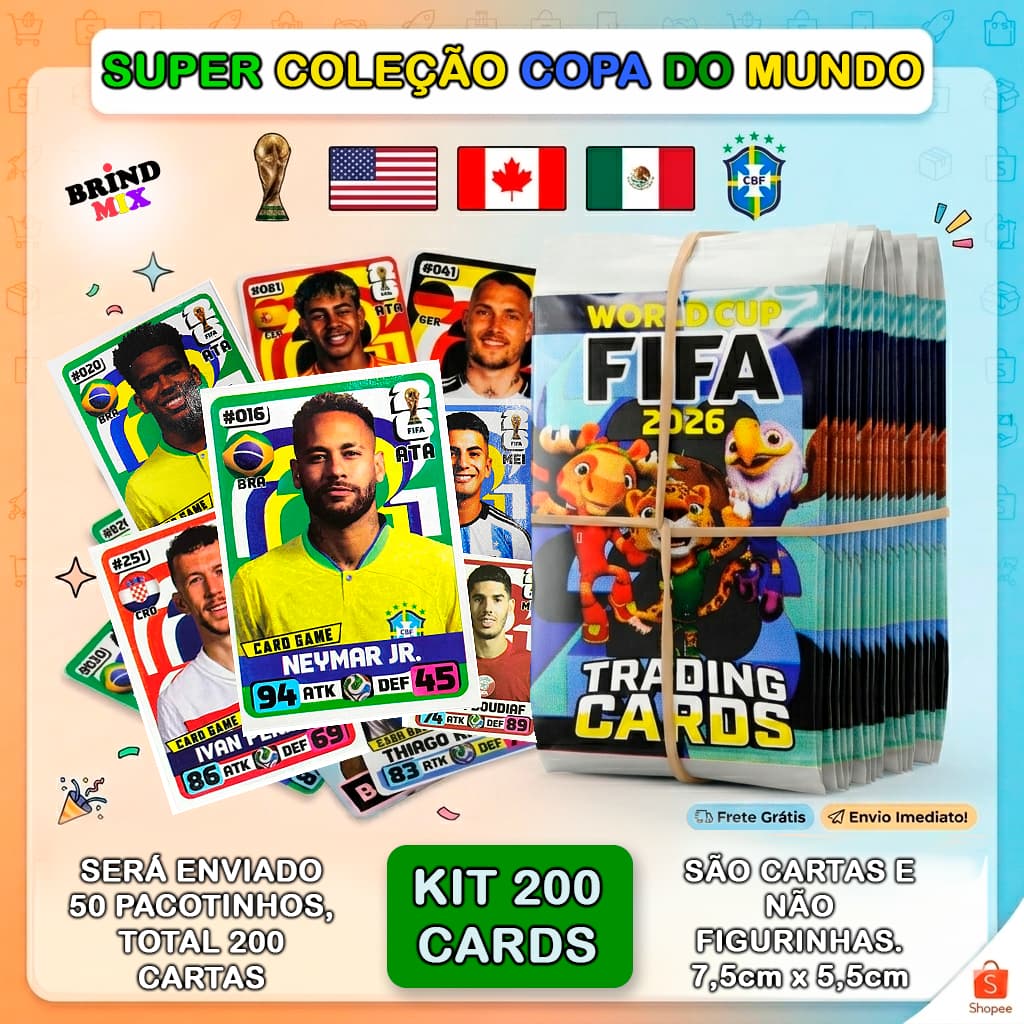KIT 200 CARDS - COPA DO MUNDO 2026 (CARTINHAS)