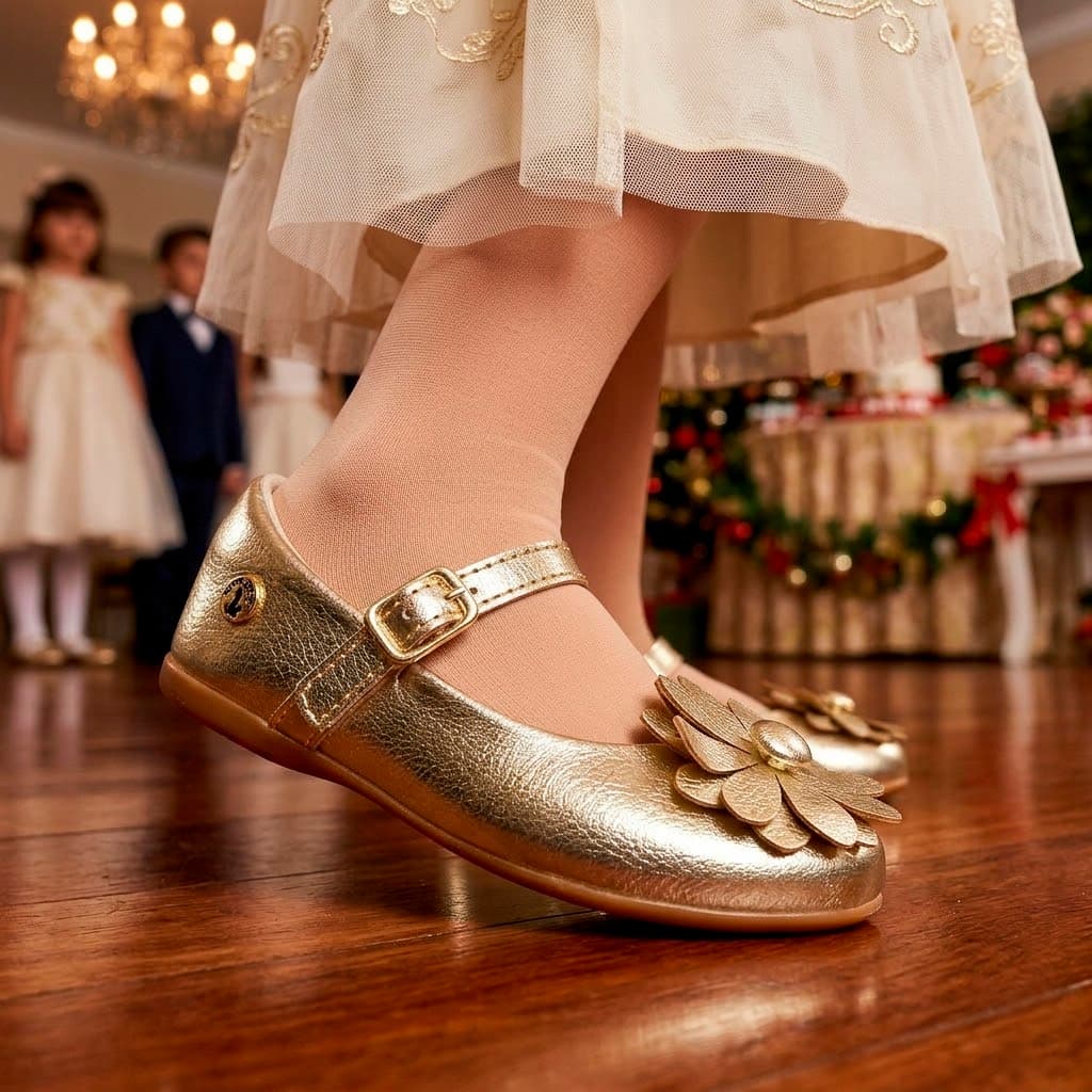 Sapatilha Infantil Menina Sameka Flor Sapatinho Festa Macia e Confortável