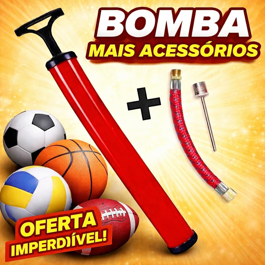 kit bomba de Ar Para Encher Bolas de Futebol Voley Futsal Futvolei Basquete Boia Colete