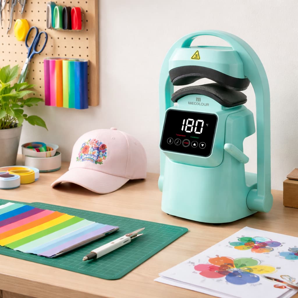 Prensa Térmica Automático Para Bonés 3 Em 1 Mecolour Máquina Automática De Transferência