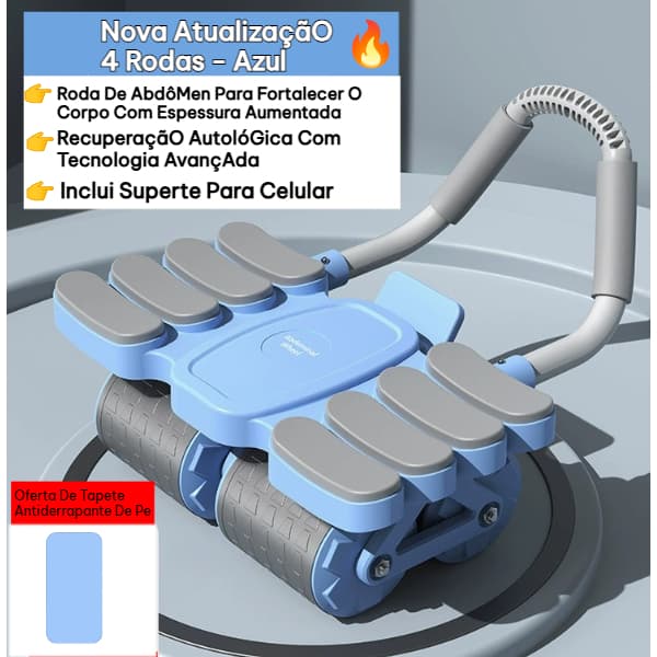 Roda Abdominal de 4 Rodas Aparelho de Abdominais Autoretorno Roda para Abdominais Silencioso