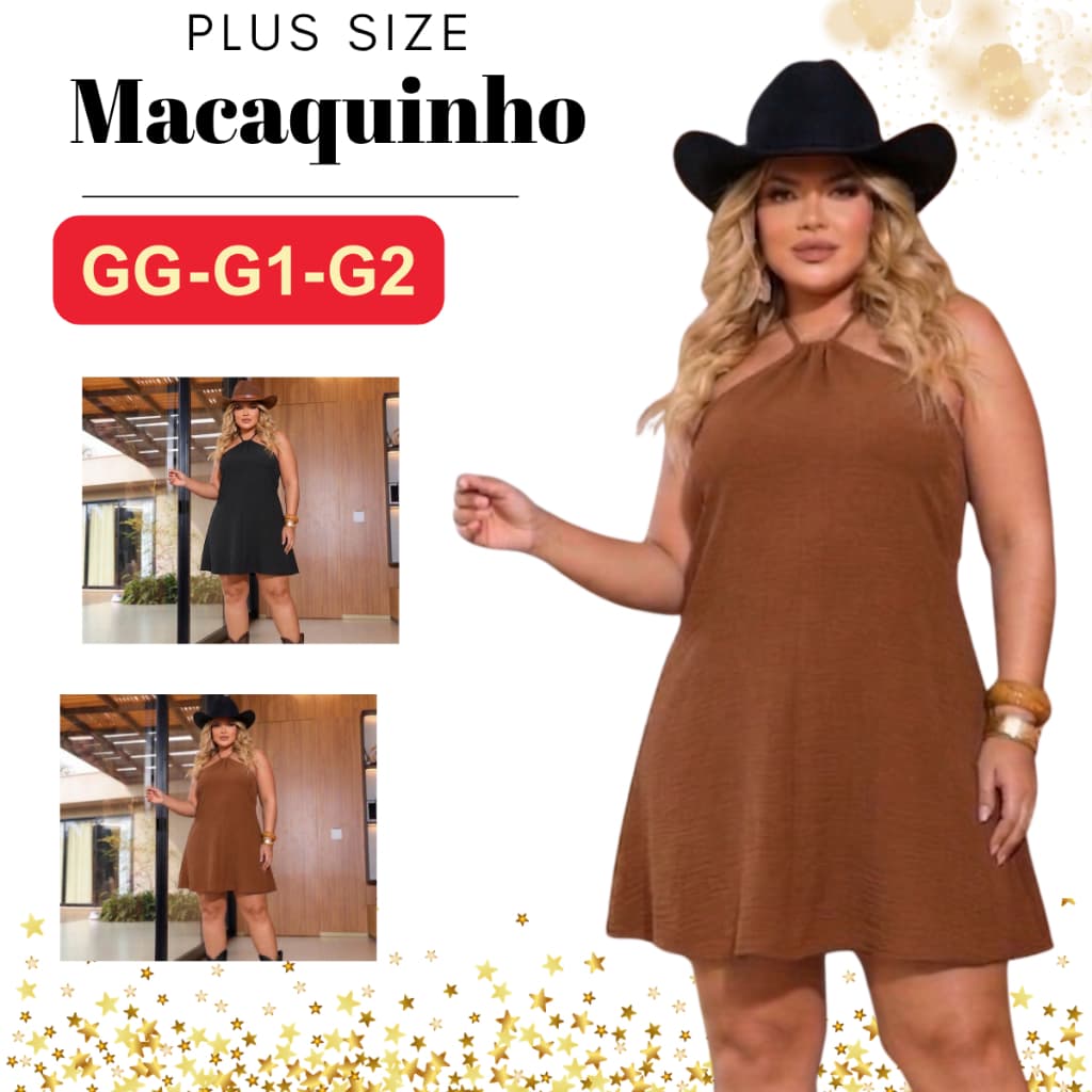 Macaquinho Short Saia Plus Size Rodado Soltinho Tendencia Boho Chique Rodeio Sertanejo Country Pecuaria Festas