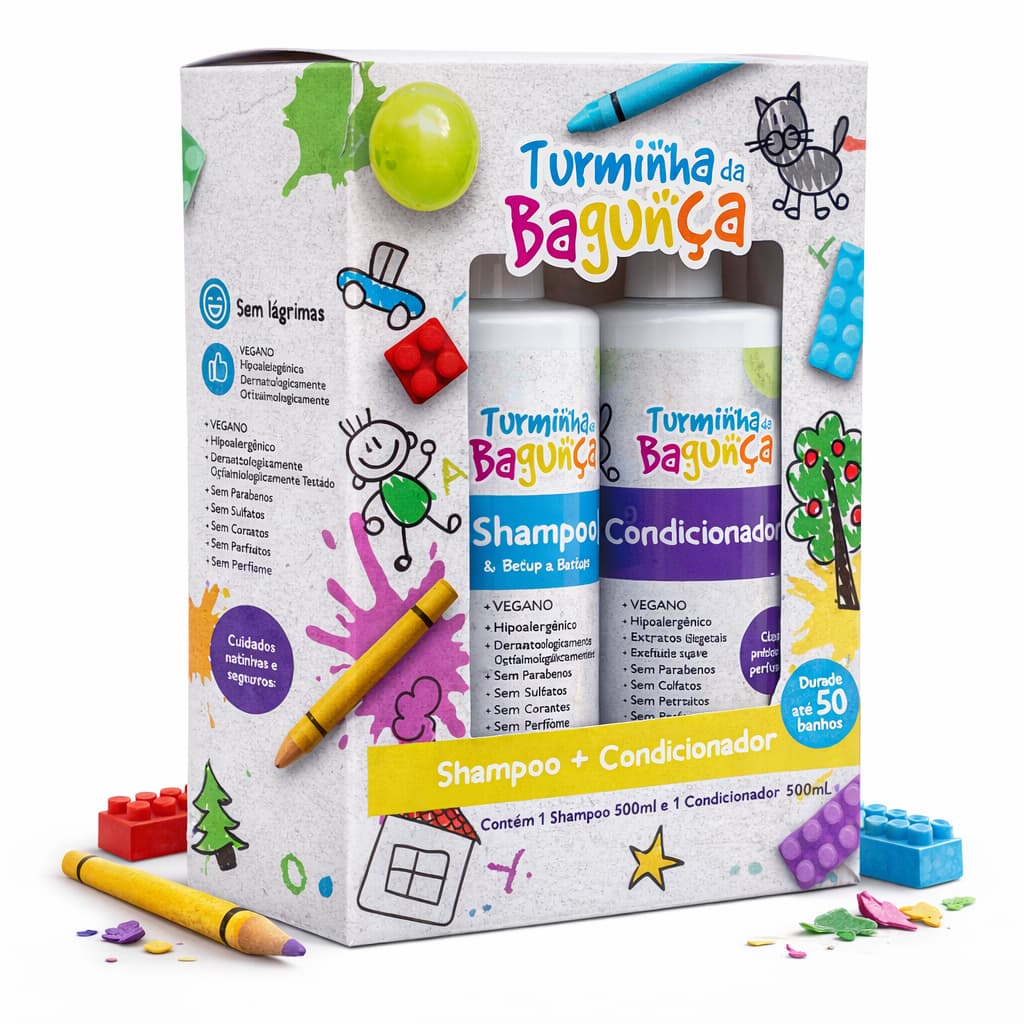 Kit Infantil Shampoo e Condicionador Turminha da Bagunça 500ml