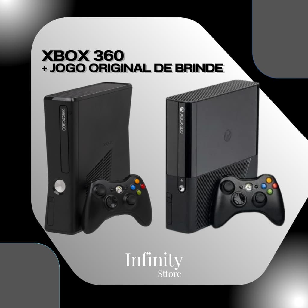 XBOX 360 Slim e Super Slim + Jogo Original de Brinde + Controle + Fonte e cabo de força + Cabo HDMI de brinde