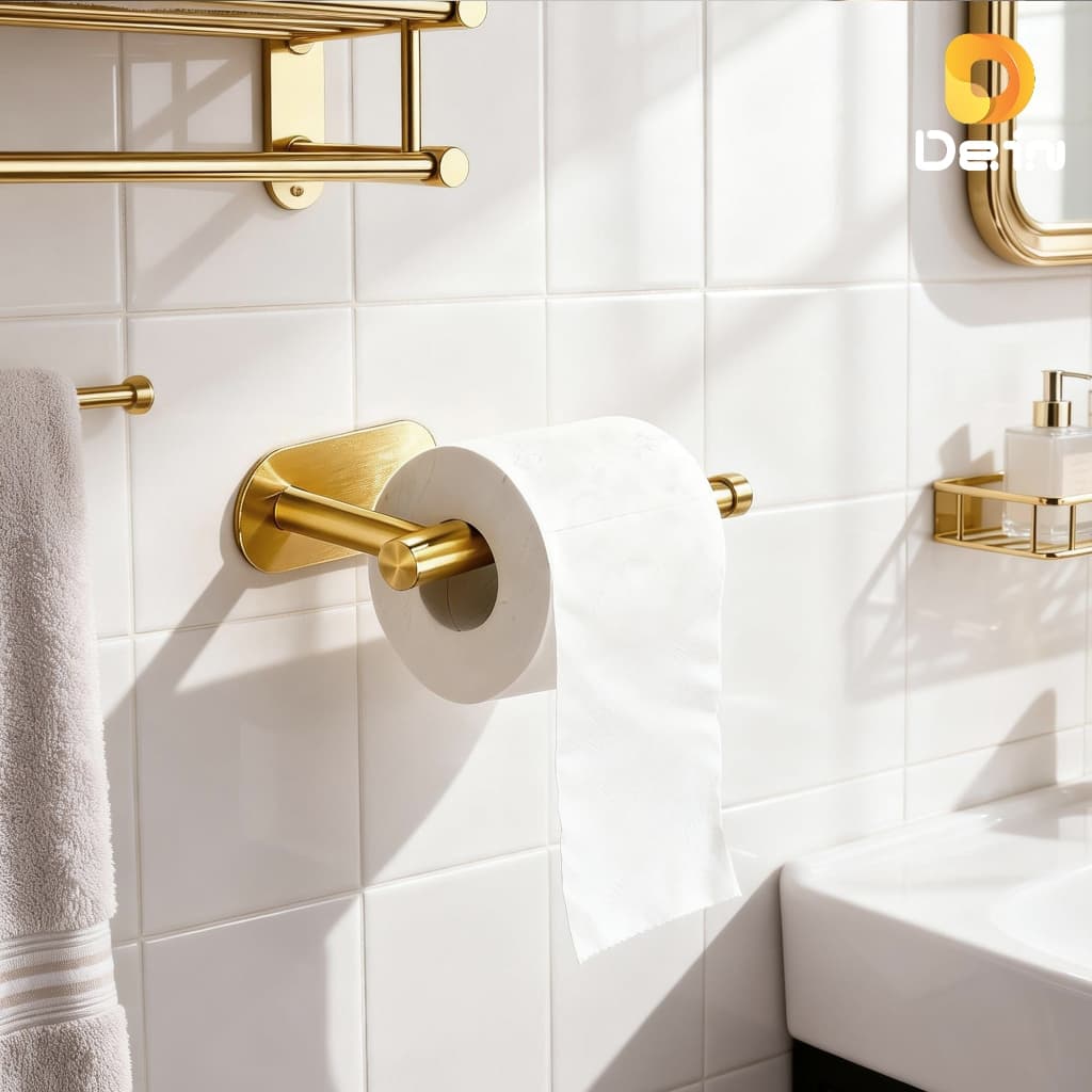 Porta Papel Higiênico Suporte Auto Adesivo Aço Inox Cromado Para Parede Banheiro LR-0046/a