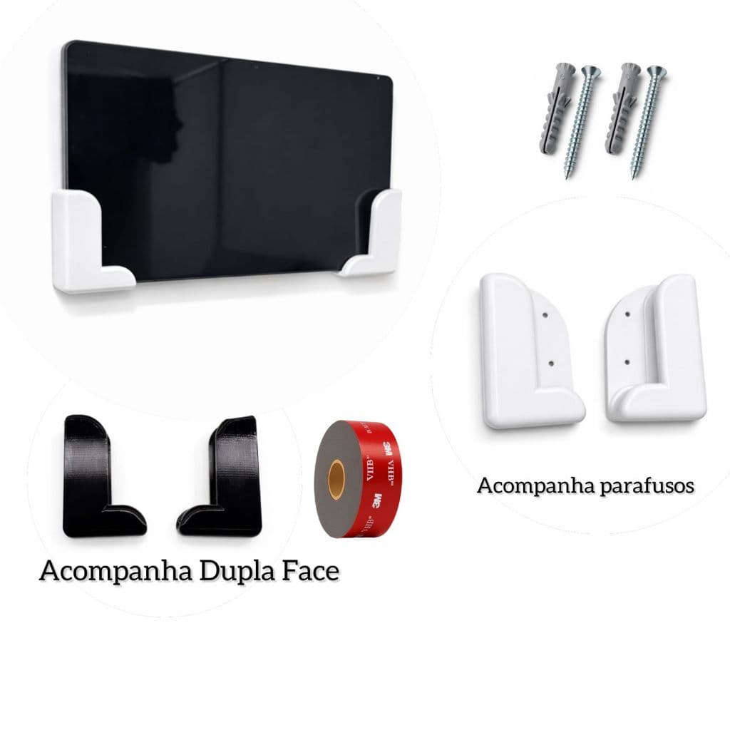 Suporte Tablet Parede Quarto Sala Cozinha Banheiro Universal Ajustável Fixo Base Firme iPad Celular