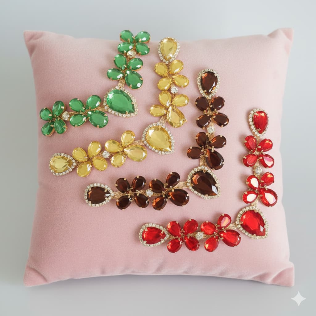 Cabedal Para Chinelos Em V Modelo Clássico Com Strass E Pino Kit Par Para Customização De Luxo Brilho Intenso