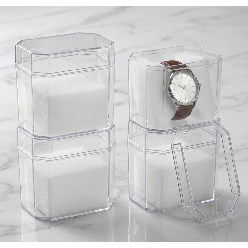 Kit 20 Caixa Caixinha Estojo Acrílico Transparente Almofada Para Relógio Brinde Lembrancinha Atacado