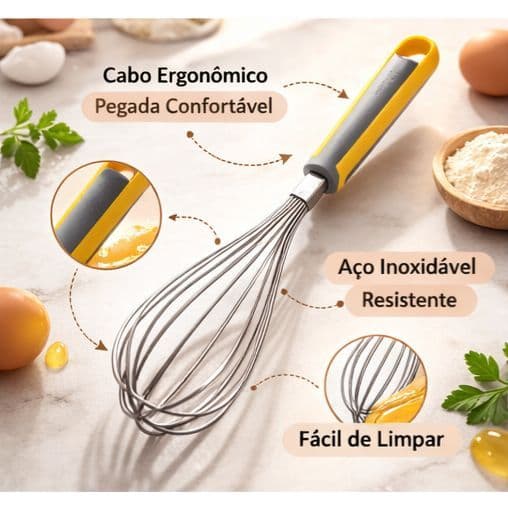 Batedor Fouet Profissional De Ovos E Massas Utensilio De Cozinha