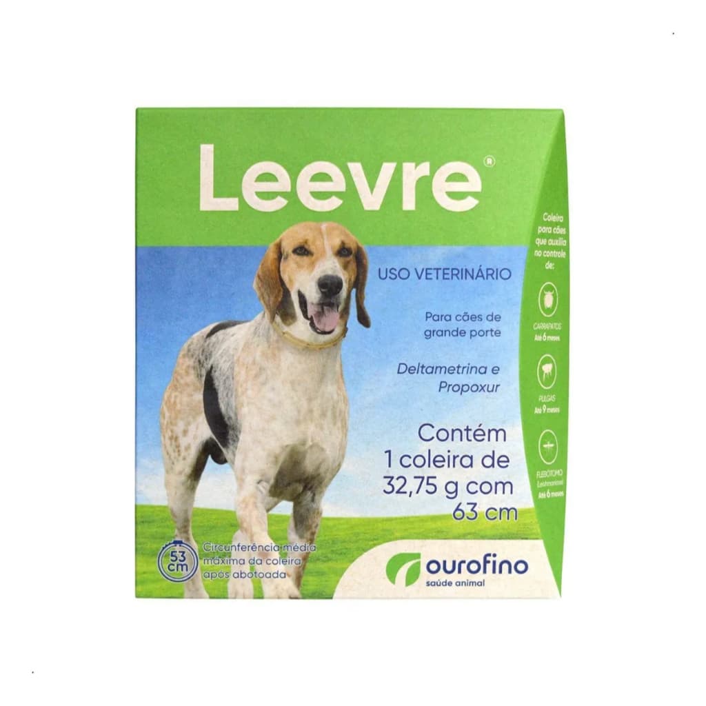 Coleira Leevre Antipulgas Carrapatos Cães G/63cm - Ourofino ORIGINAL!!