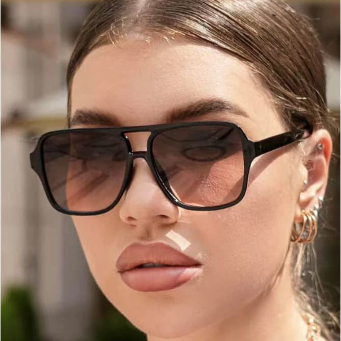 Óculos De Sol Retro Quadrado Lente Marrom Vintage Unissex