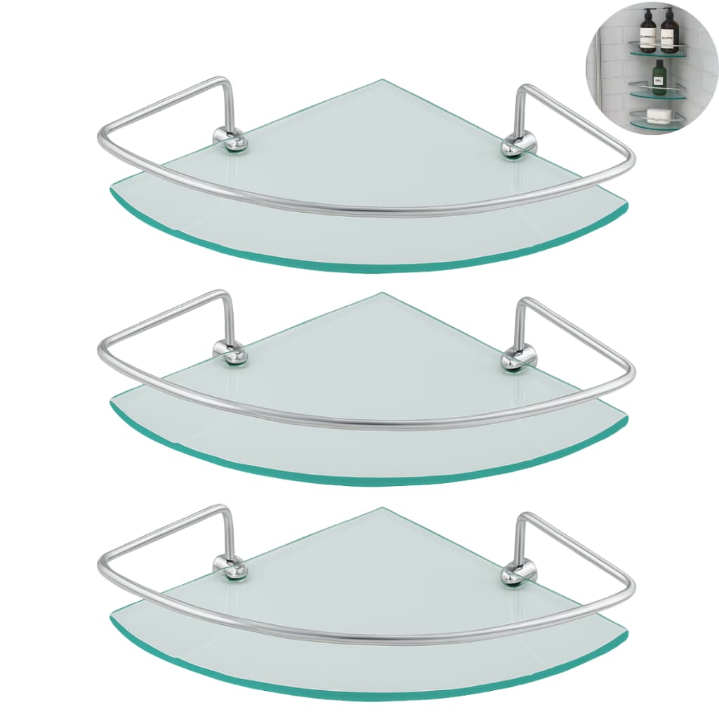 Kit 1 a 3 Porta Shampoo Canto Prateleira Vidro Para Banheiro Cozinha Organizador De Box