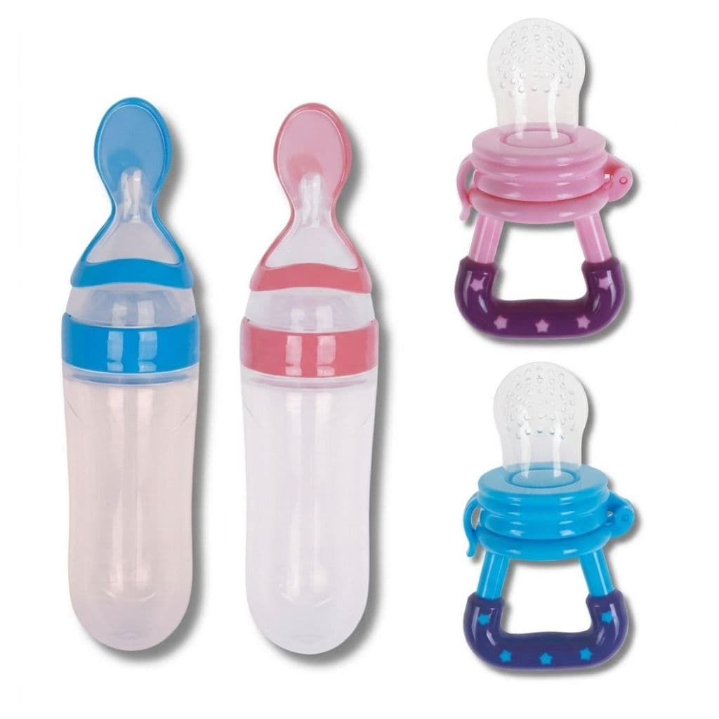 Kit Introdução Alimentar Colher Dosadora e Chupeta Mordedor Porta Frutas Para Seu Bebê Em Silicone