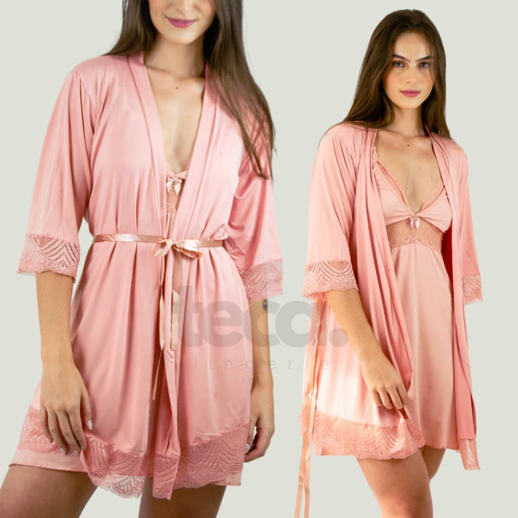 Kit Pós Parto Camisola Amamentação e Robe Saída Maternidade Confortável Gestante Mamãe e Bebê