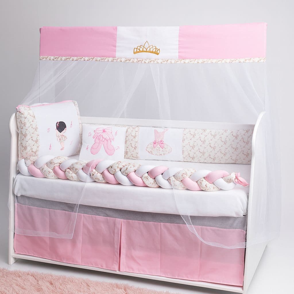 Kit Protetor Berço Americano Trança Completo para Bebê Menino Menina 6 Peças Confortável Seguro