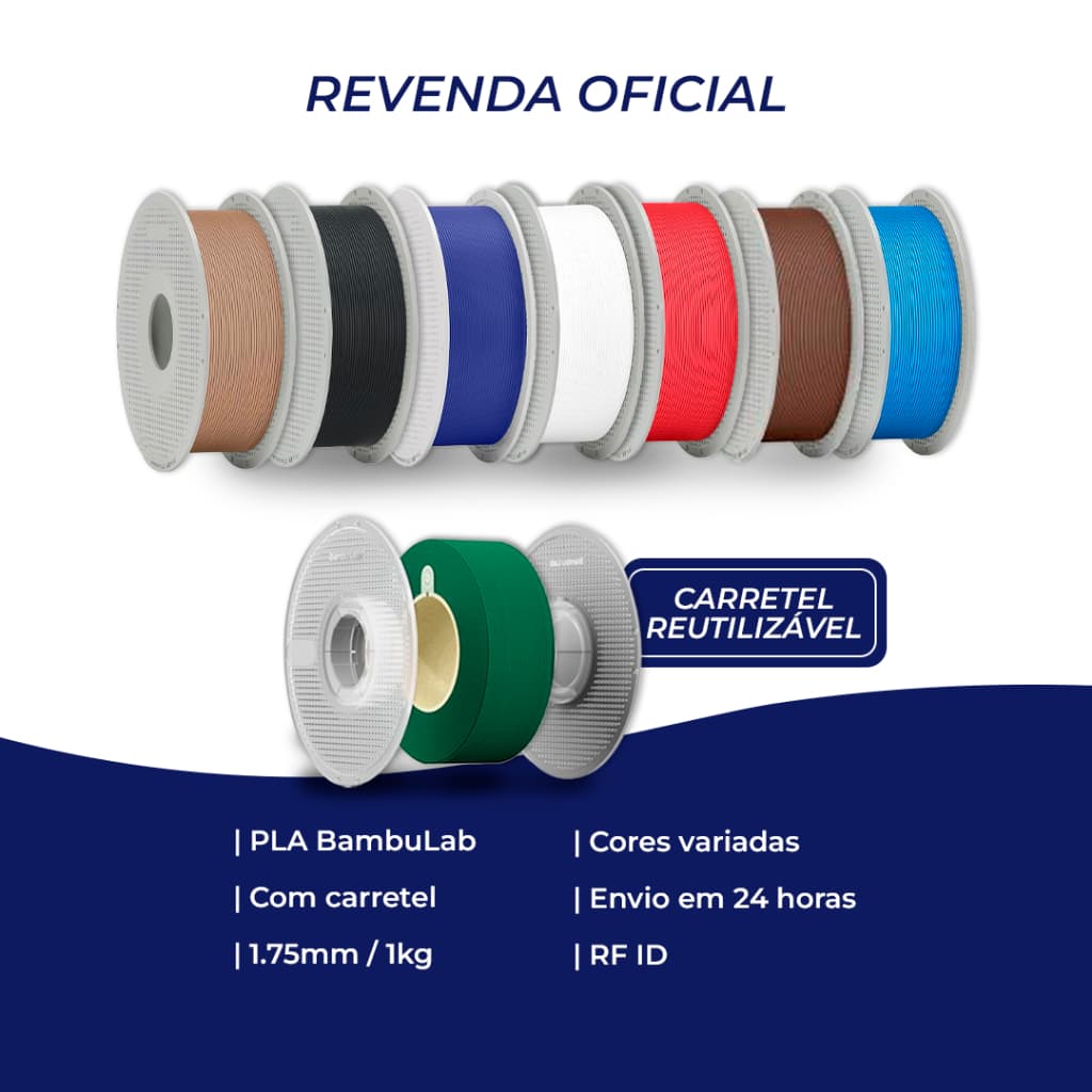 Filamento Bambu Lab 3d Pla Lite 1kg Varias Cores COM CARRETEL REUTILIZAVEL