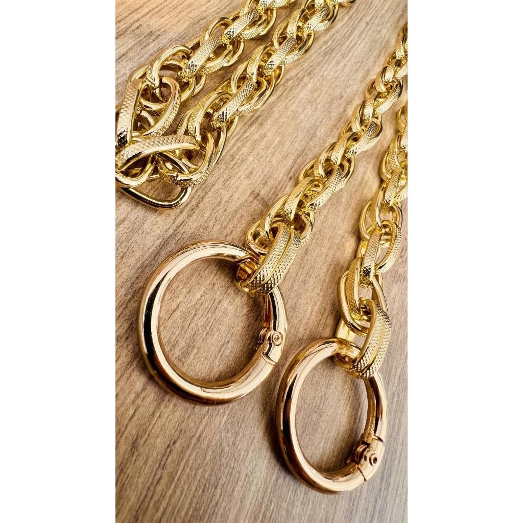 Alça Super Luxo Corrente Verniz Desenhada Elos sobre Elos