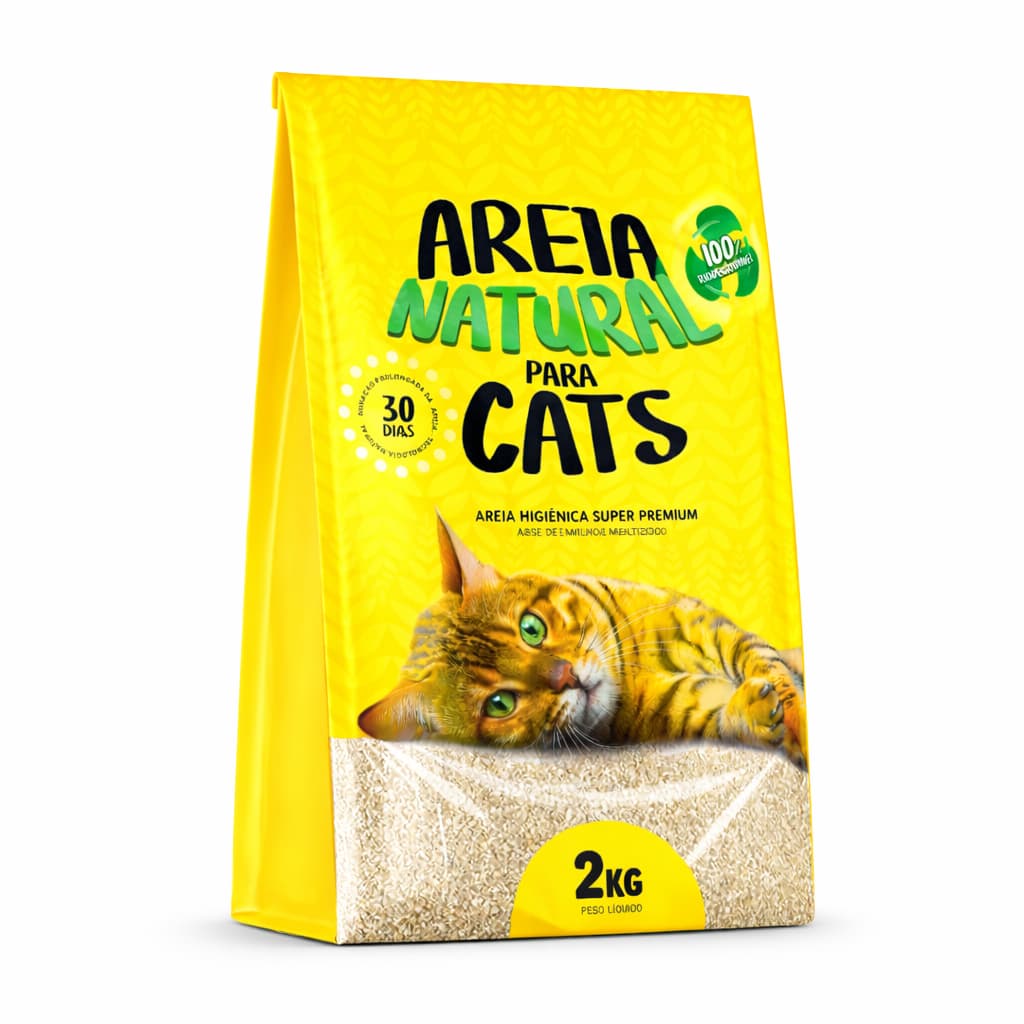 Areia Higiênica Biodegradável Para Gatos 4 Kg - Tiger Cats