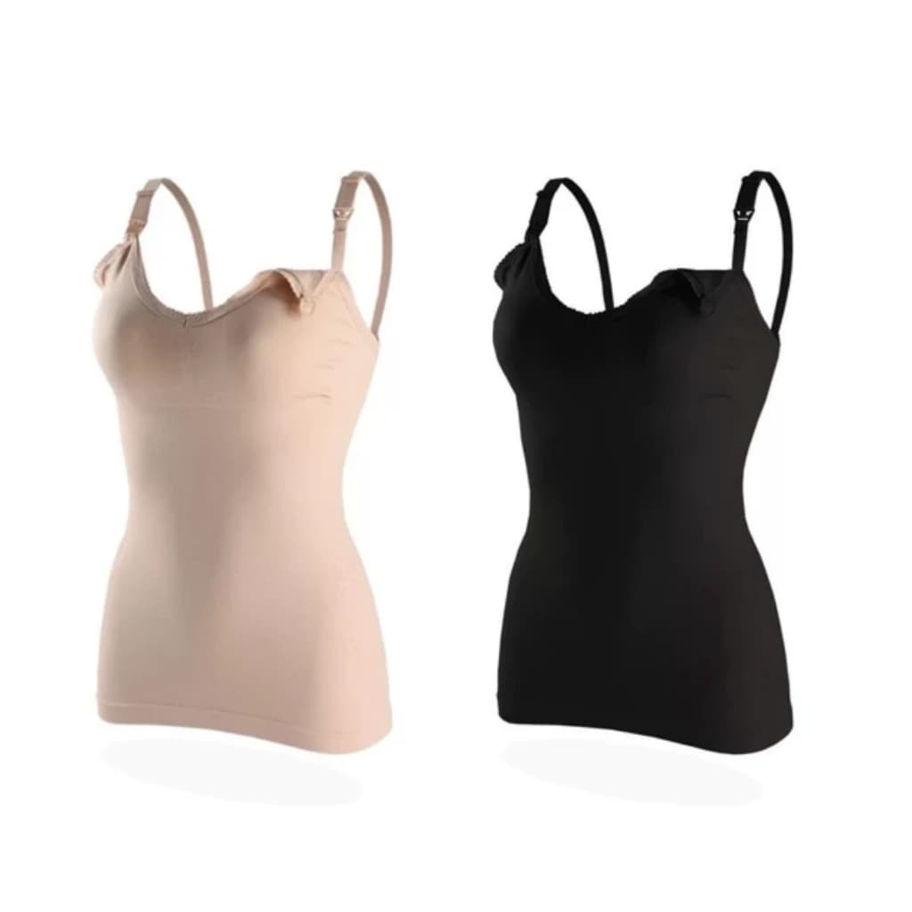 Kit 2 Camisa de Amamentação Sutiã Camisola Maternidade Blusa Bojo Removível Elasticidade Confortável