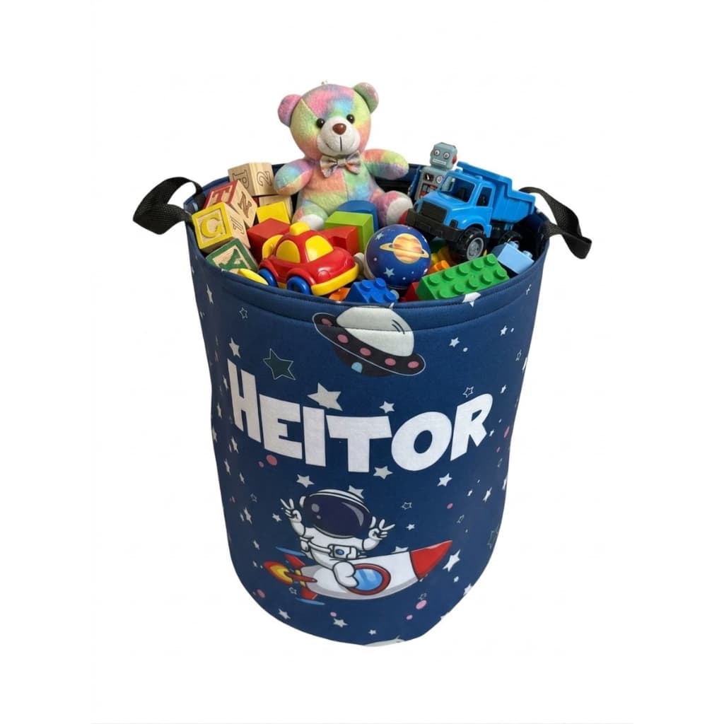 Cesto De Brinquedos Organizador Personalizado Com O Nome Astronauta