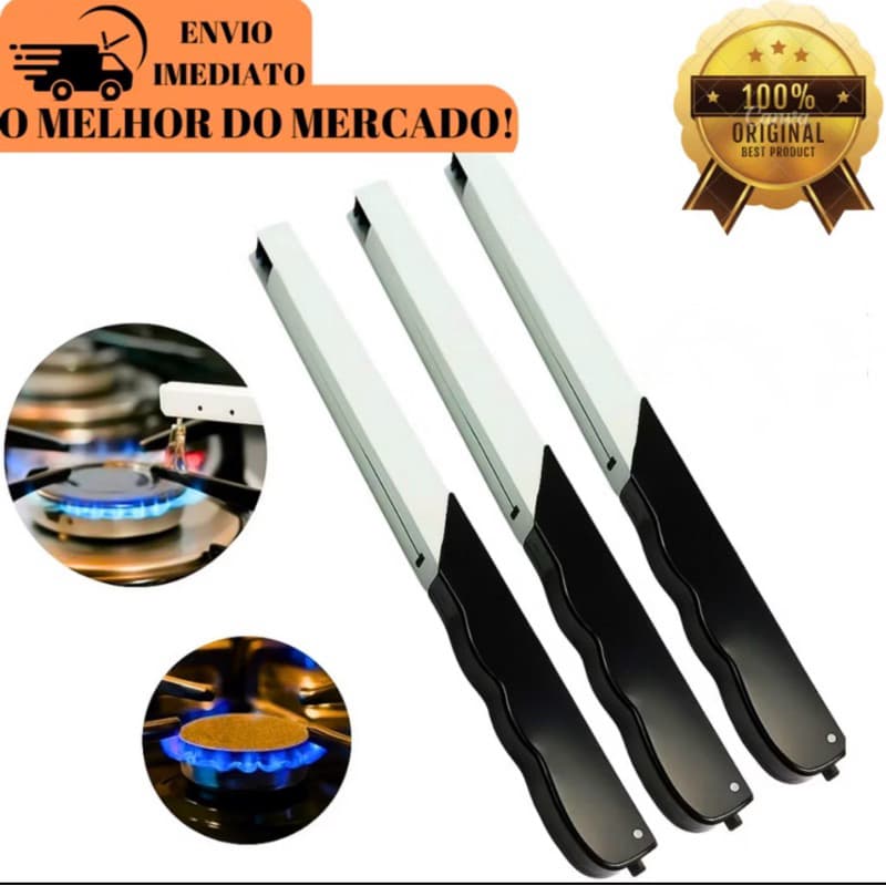 Acendedor de Fogão Linha Premium Multi Disparos 22 cm Kit Para Cozinha e Restaurantes