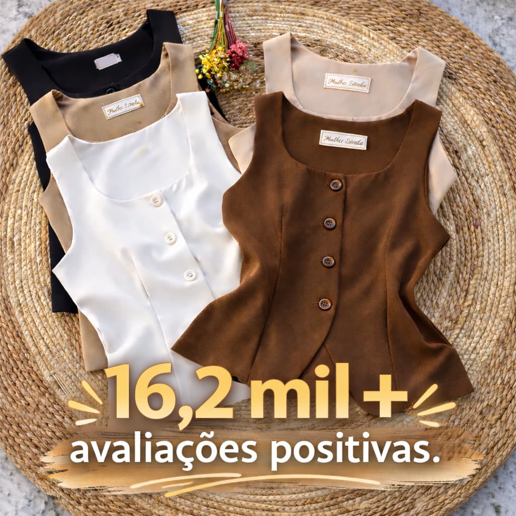 Colete Feminino Alfaiataria Alça Larga Gola Quadrada com Detalhe Aberto– Elegante, Clássico Primavera/Verão 2026 #97