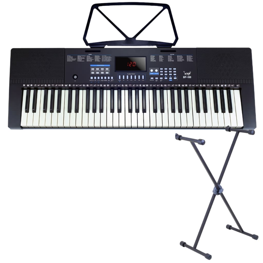 Kit Teclado Musical Estudante 5/8 Bravo Bp100 61 Teclas + Suporte