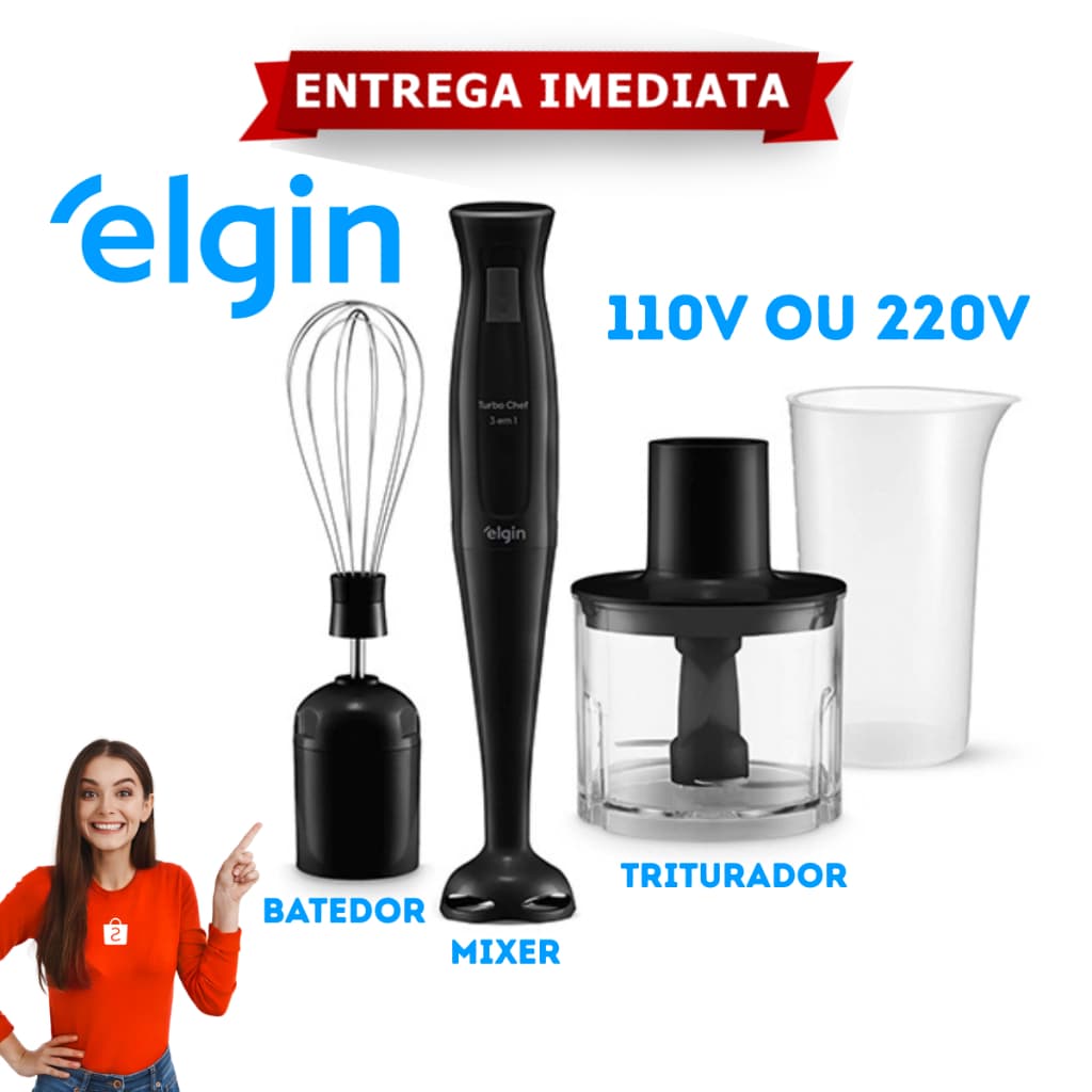 Mixer 3 Em 1 Elgin Triturador Misturador Inox 110v ou 220v 200W de Potência