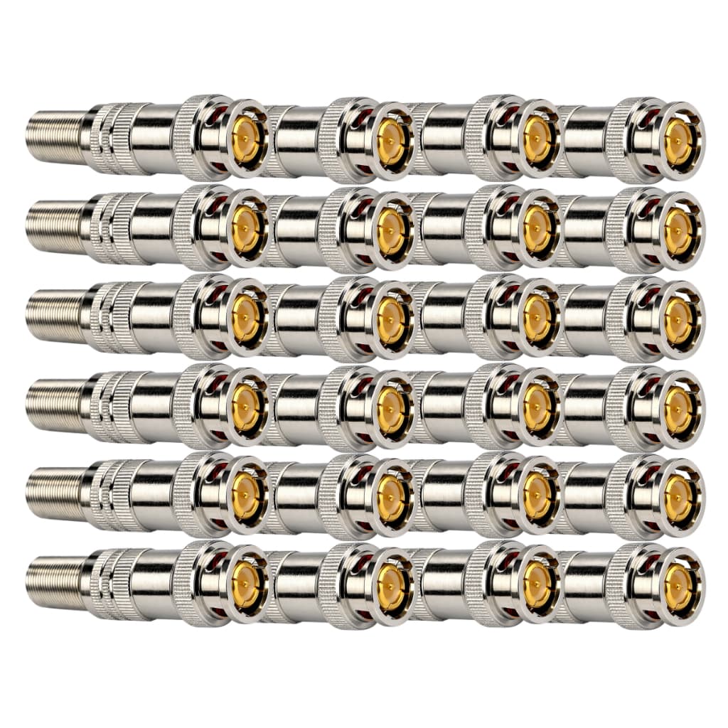Kit 20 Conector Bnc Com Mola Parafuso 6mm Gold Camera Cftv Dvr