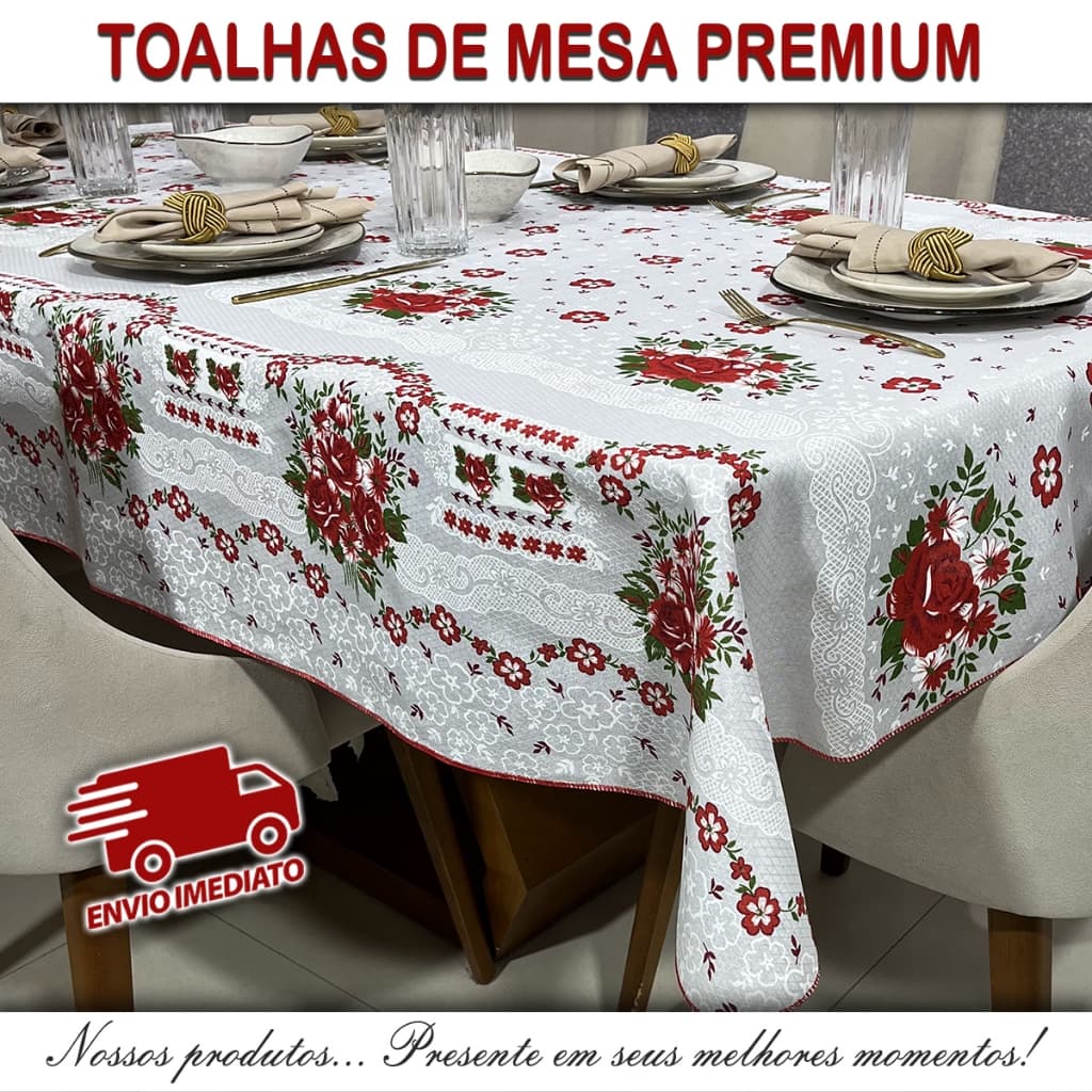 Toalha de Mesa P.A. Cozinha Retangular 4 6 8 10 12 Cadeiras Decoração Tecido Premium Estampado