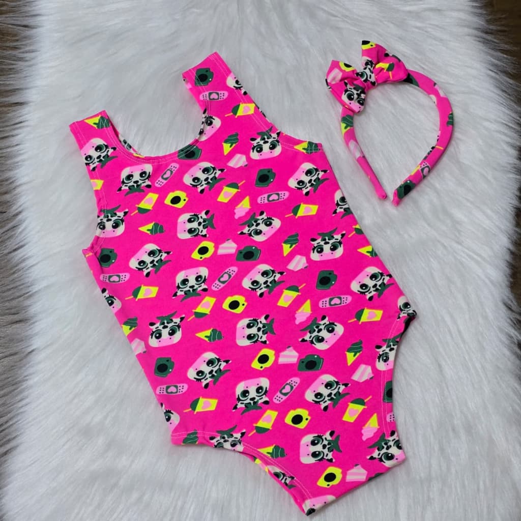 6 meses a 9 anos - Maiô Infantil Moda Praia - Body Estampado - Biquíni