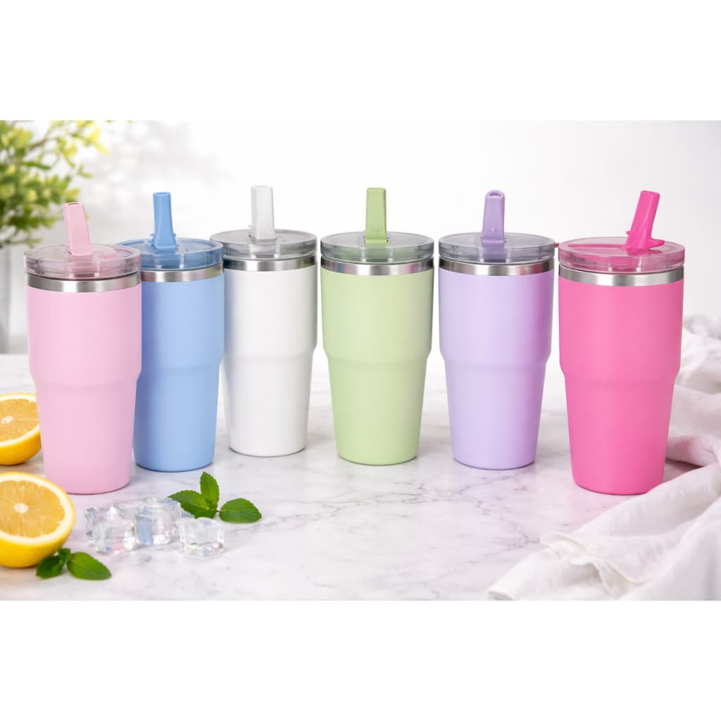 NOVO Copo Térmico Colorido 420ml c bico embutido e tampa transparente  NOVO 420ml