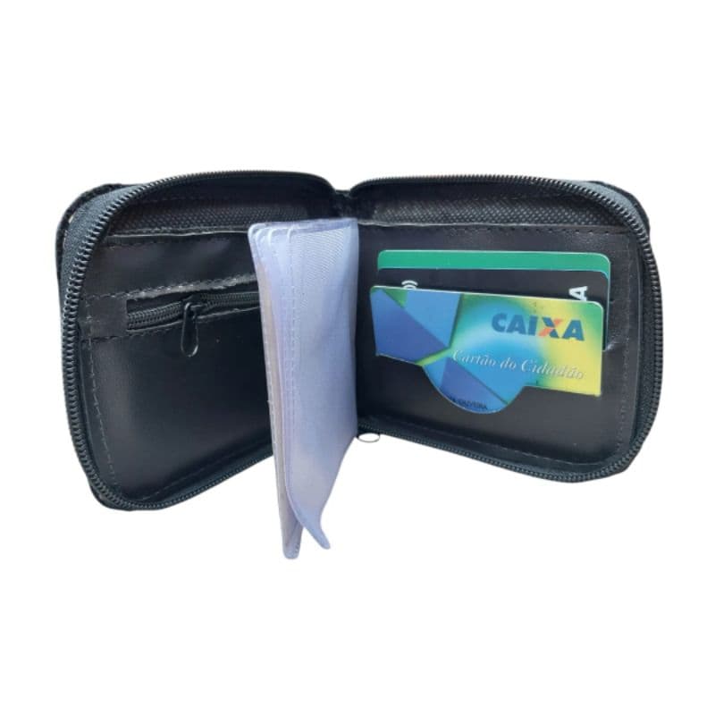 kit 20 unidades Carteira Masculina Couro Ziper Grande
