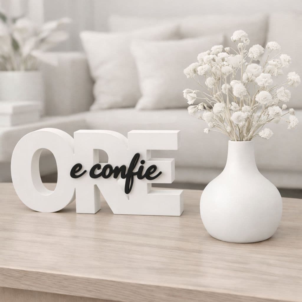 Kit Vaso e Escultura Ore e Confie Religioso Decorativa Enfeite Moderno para Casa, Sala e Escritório