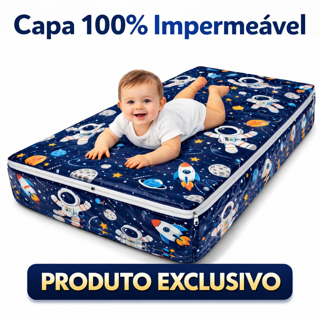 Capa Protetora Para Berço Colchão Impermeável Anti Xixi Com Ziper