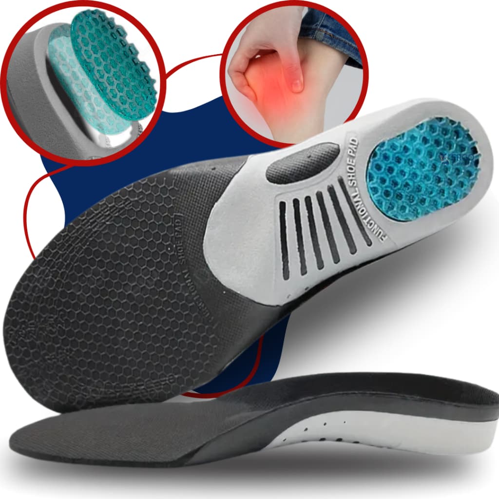 Palmilha Ortopédica Com Calcanhar em Gel Anti Impacto Tratamento Fascite Plantar e Esporão