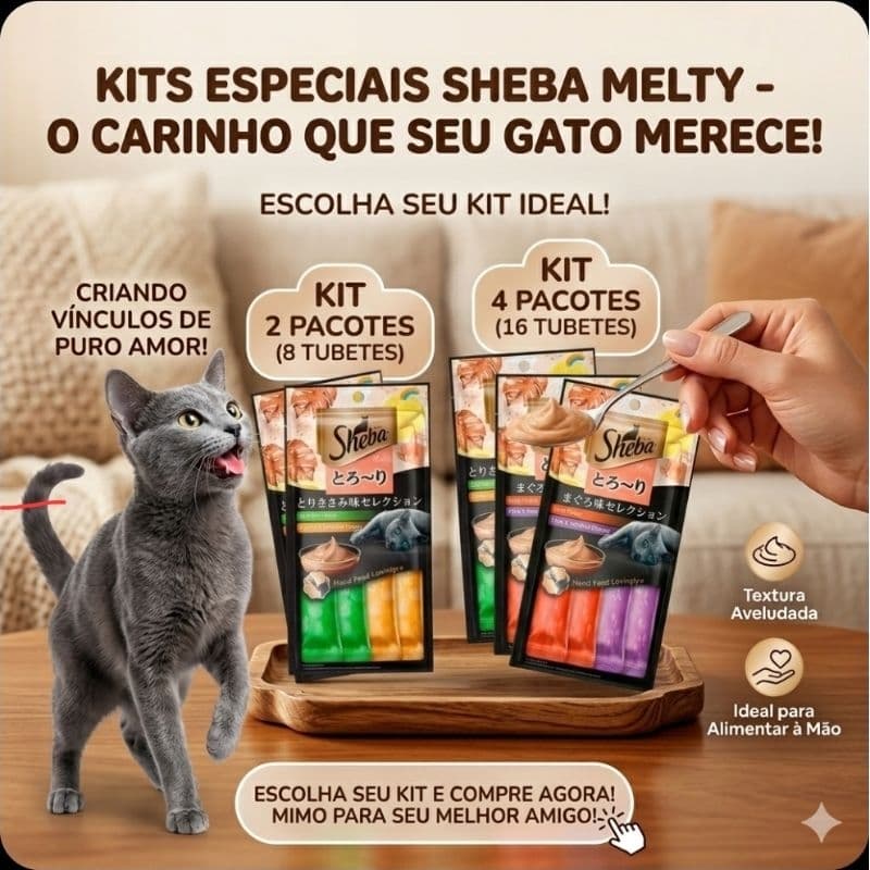 Sheba Petisco Cremoso para Gatos Sabores Sortidos - Pacote com 4 Unidades - Churu Creamy