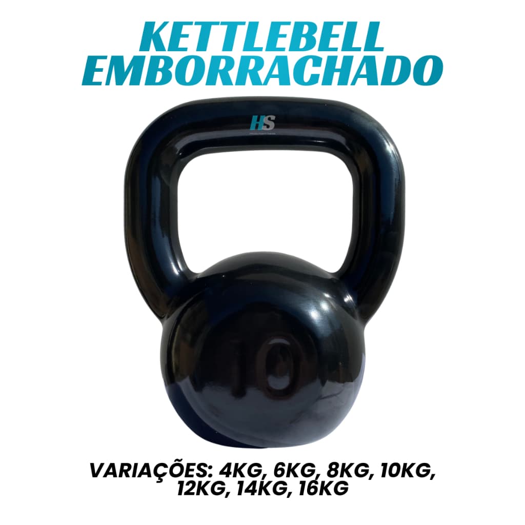 Kettlebell Emborrachado 4kg a 16kg Treino Funcional Academia Musculação Peso Fitness Casa Exercício