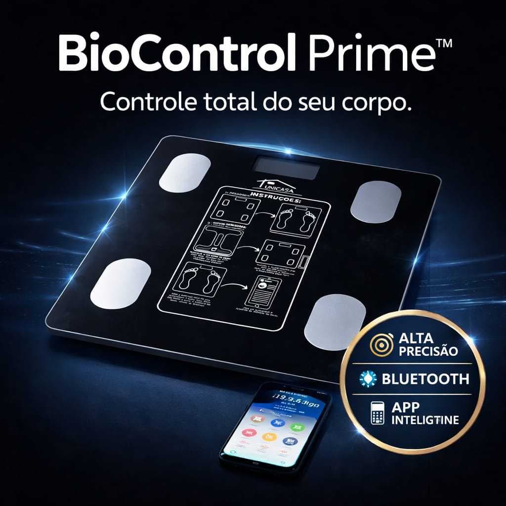 Balança Inteligente Bioimpedância Bluetooth Controle Corporal App Fitness até 140kg