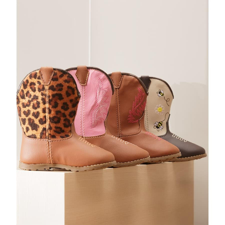 Botinha Texana Infantil Couro PU Sapatinho Country Bebê Macia Leve e Confortável Promoção FARMFUN