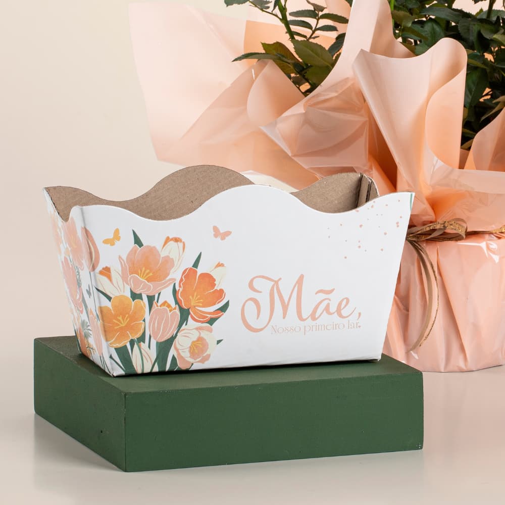 Embalagem Dia das Mães - Caixa Para Flores, Cestas e Presentes - Cachepot Duplo (05~15 unidades)