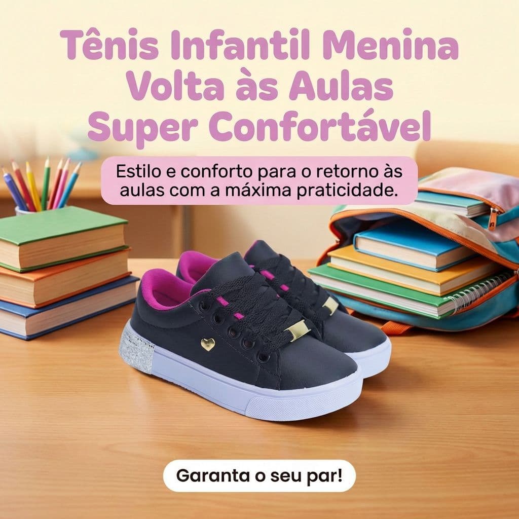 Tênis Infantil Menina Escolar | Lindo Com Solado Glitter e Confortável Do 25 ao 36 | GARANTA JÁ!