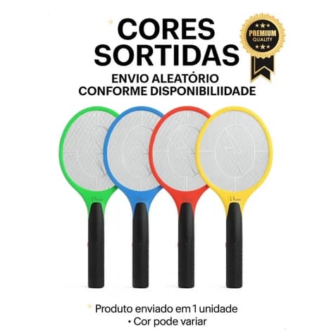 Raquete Mata Mosquito Elétrica Recarregável Com Led E Grade De Segurança - Cores Sortidas
