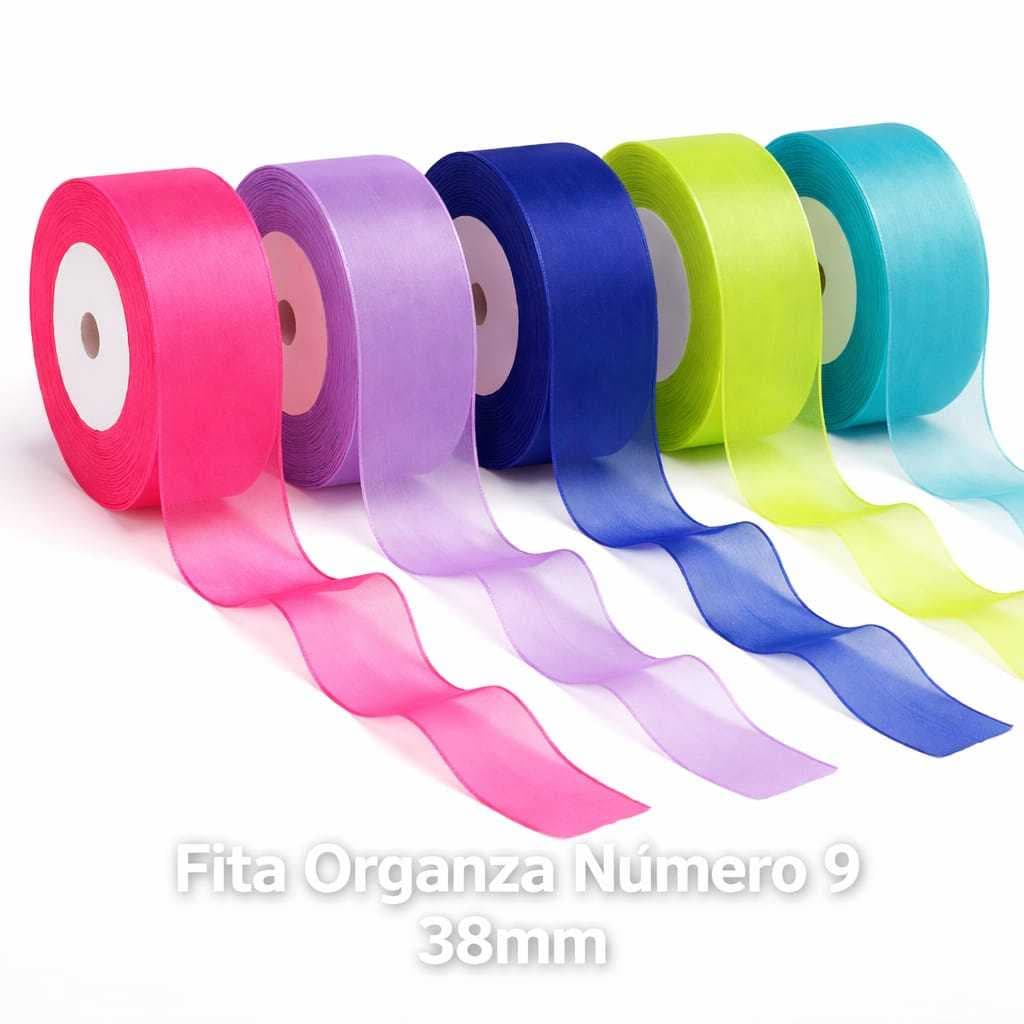 Fita Organza Premium Nº 9 38mm 10m 20m 45m Para Laços Artesanato e Decoração