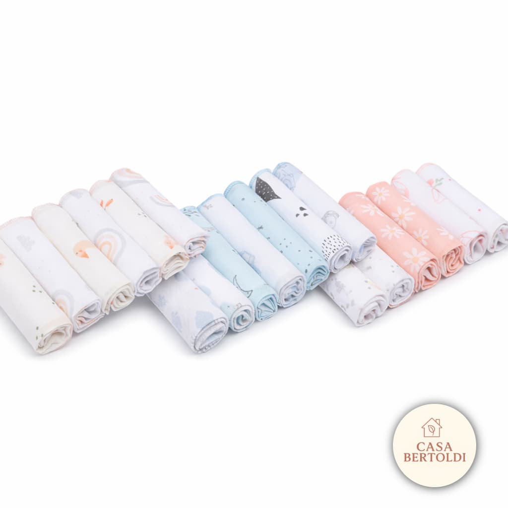 Kit 6 Paninho Boca Bebê Soft Algodão Menino Menina Neutro Fralda Estampada Enxoval RN Infantil 28x28